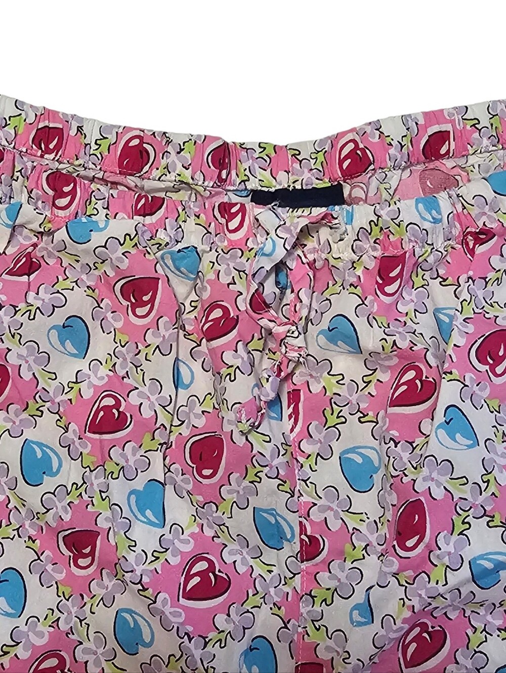 Nick & Nora Pajama Set Womens Size XXL 100% Cotton Hearts Multicolor Retro - Picture 9 of 12
